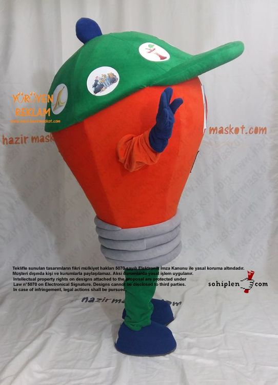 Ampul Maskot Kostümü / Malatya Büyükşehir Belediyesi / Çevre Koruma Müdürlüğü maskot kostümü