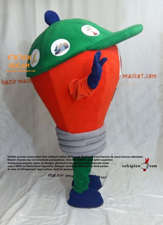 Ampul Maskot Kostümü / Malatya Büyükşehir Belediyesi / Çevre Koruma Müdürlüğü maskot kostümü