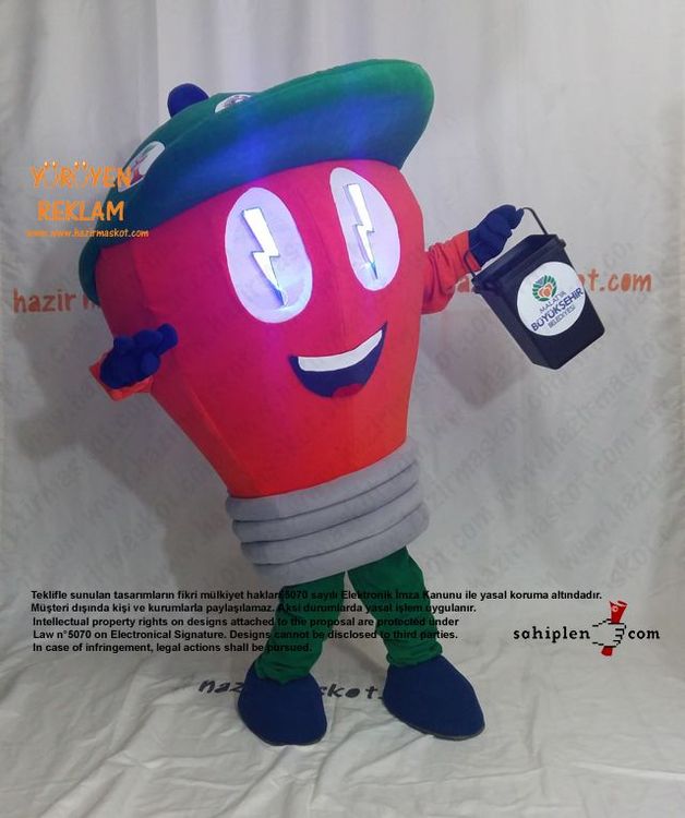 Ampul Maskot Kostümü / Malatya Büyükşehir Belediyesi / Çevre Koruma Müdürlüğü maskot kostümü