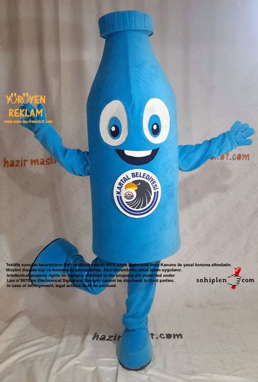 Pet Şişe Maskot Kostümü / Geri Dönüşüm Kartal Belediyesi maskot kostümü