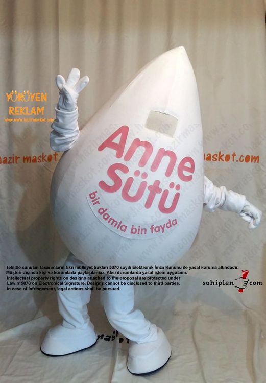 Süt Damlası Maskot Kostümü maskot kostümü