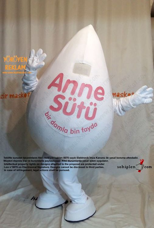 Süt Damlası Maskot Kostümü maskot kostümü