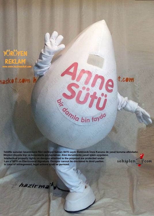 Süt Damlası Maskot Kostümü maskot kostümü