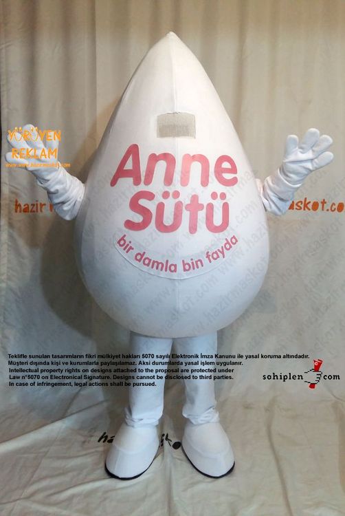 Süt Damlası Maskot Kostümü maskot kostümü