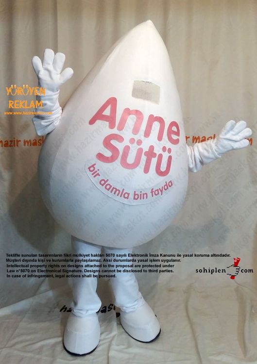 Süt Damlası Maskot Kostümü maskot kostümü