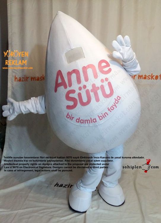 Süt Damlası Maskot Kostümü maskot kostümü