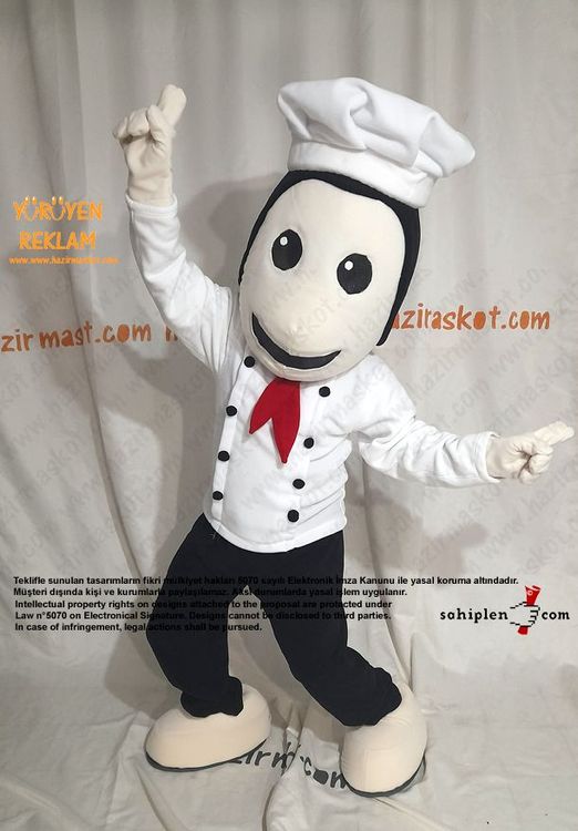 Aşçı Maskot Kostümü / Aşçıbaşı maskot kostümü