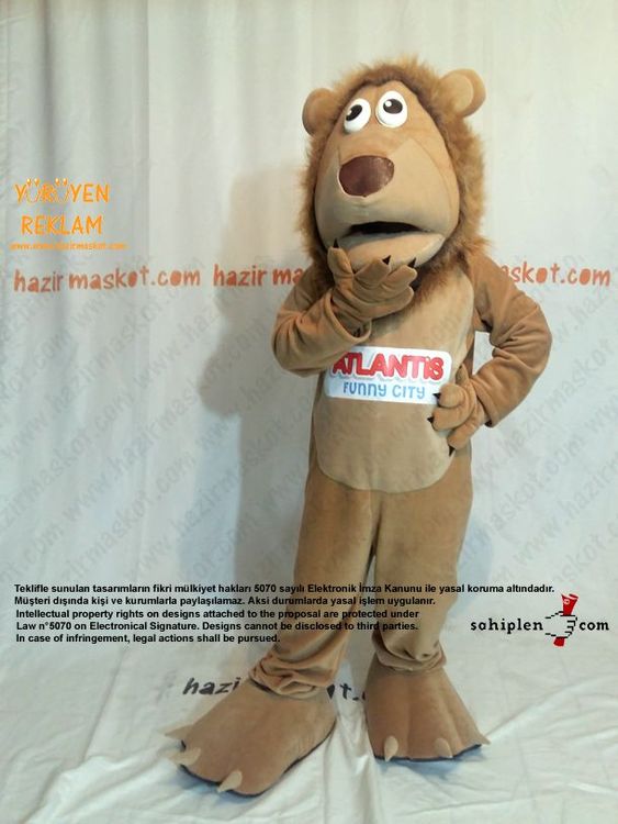 Aslan Maskot Kostümü / Atlantis Bowling / Form Spor / Evrensel Spor maskot kostümü