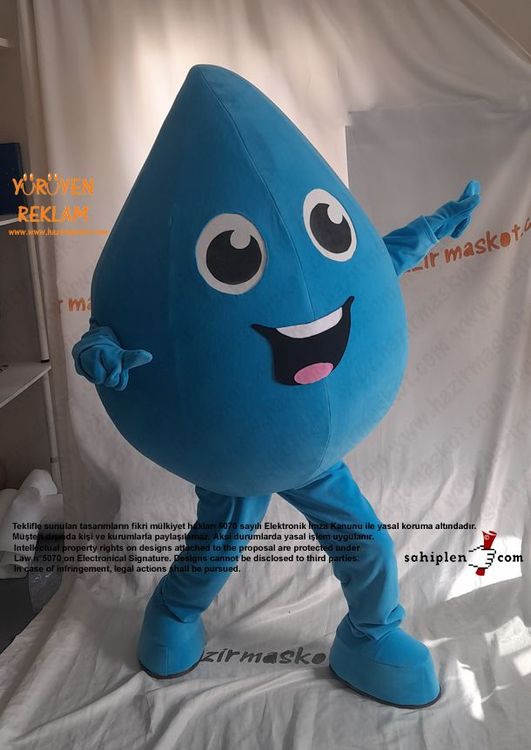 Mavi Su Damlası Maskot Kostümü / Kilis İl Tarım Müdürlüğü maskot kostümü
