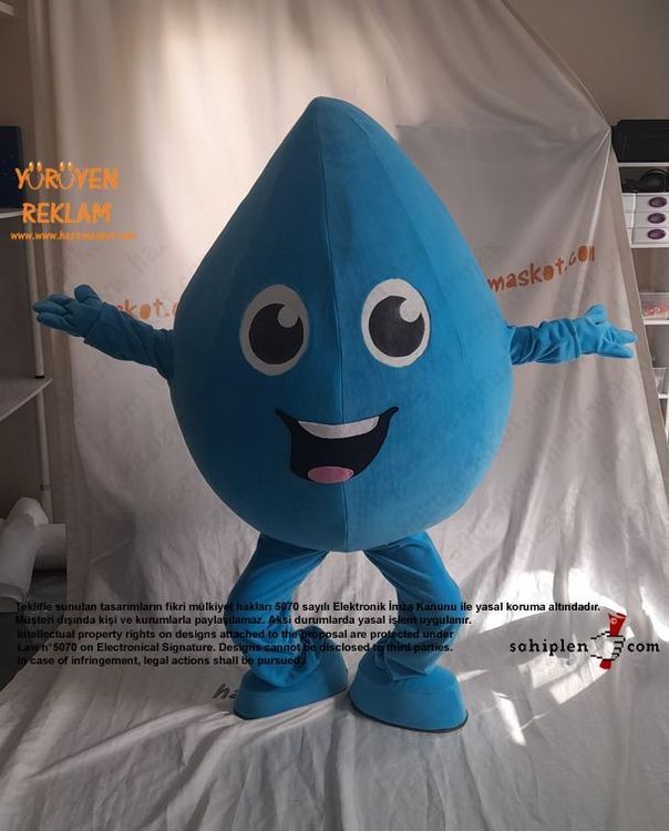 Mavi Su Damlası Maskot Kostümü / Kilis İl Tarım Müdürlüğü maskot kostümü