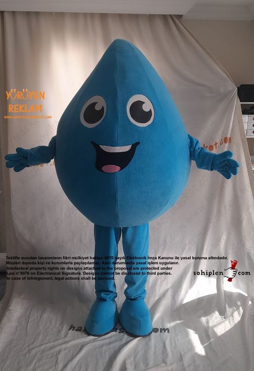 Mavi Su Damlası Maskot Kostümü / Kilis İl Tarım Müdürlüğü maskot kostümü