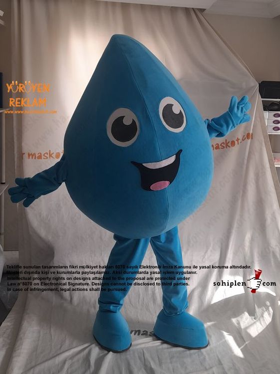 Mavi Su Damlası Maskot Kostümü / Kilis İl Tarım Müdürlüğü maskot kostümü