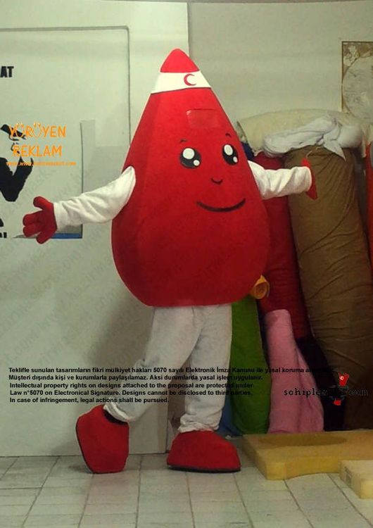 Damla Maskot Kostümü / Kızılay maskot kostümü
