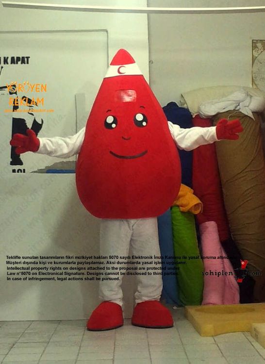 Damla Maskot Kostümü / Kızılay maskot kostümü