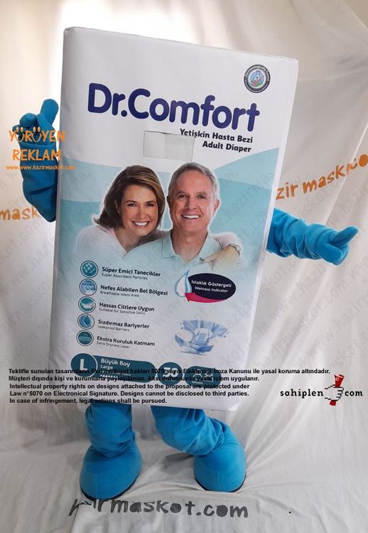 Dr Comfort Yetişkin Bezi Maskot Kostümü maskot kostümü