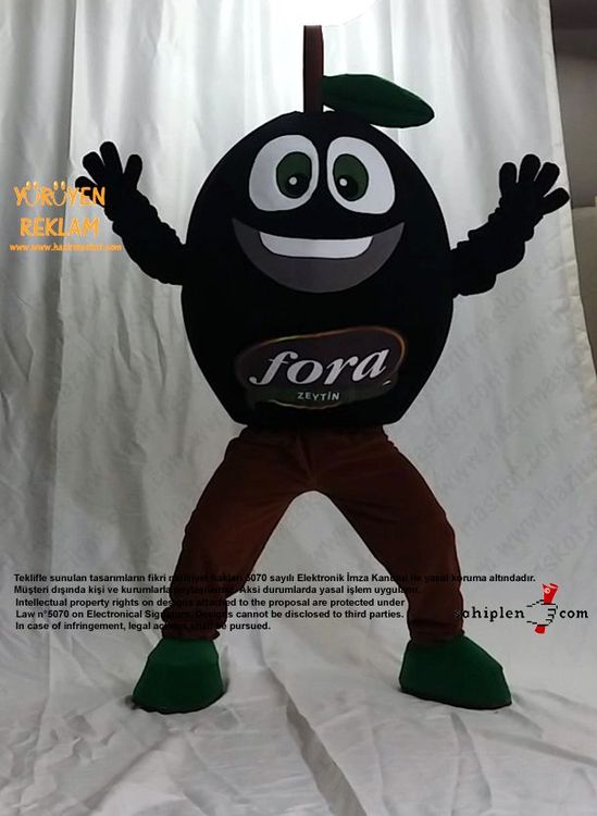 Zeytin Maskot Kostümü / Fora Zeytin / İzmir maskot kostümü
