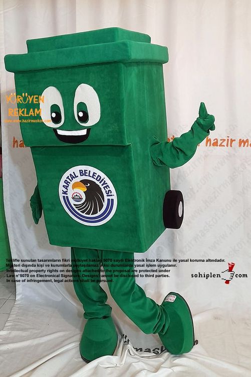 Geri Dönüşüm Konteyneri Maskot Kostümü / Kartal Belediyesi maskot kostümü