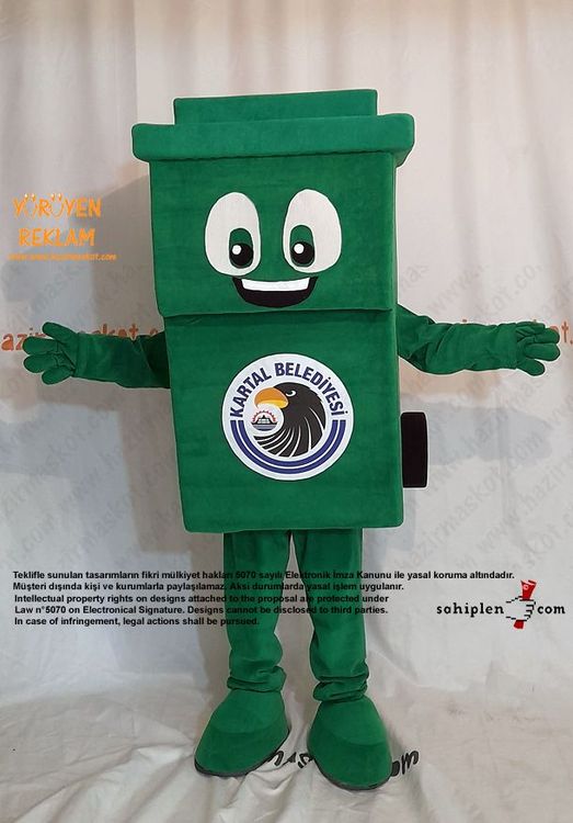Geri Dönüşüm Konteyneri Maskot Kostümü / Kartal Belediyesi maskot kostümü