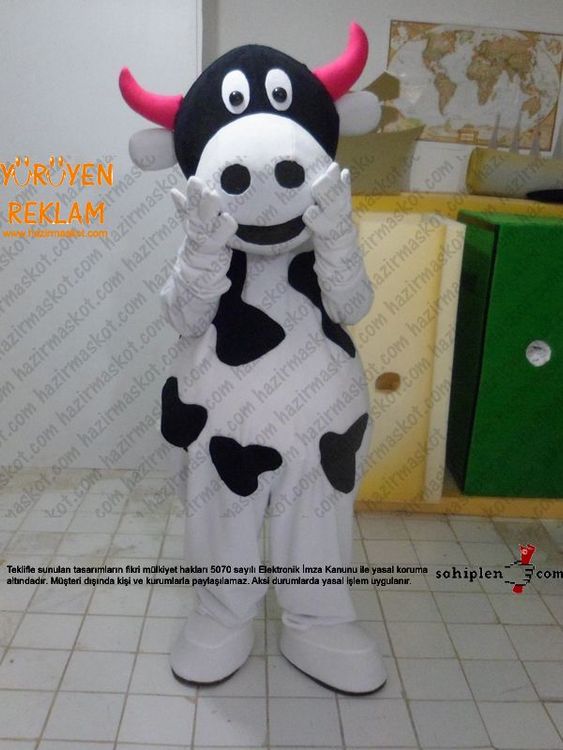 İnek maskot kostümü maskot kostümü