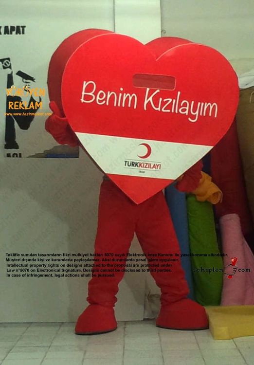 Kalp Maskot Kostümü / Kızılay maskot kostümü