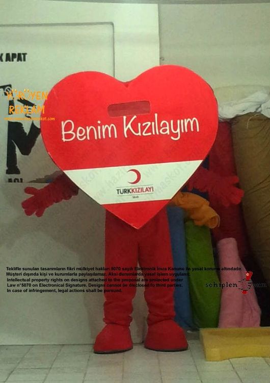 Kalp Maskot Kostümü / Kızılay maskot kostümü