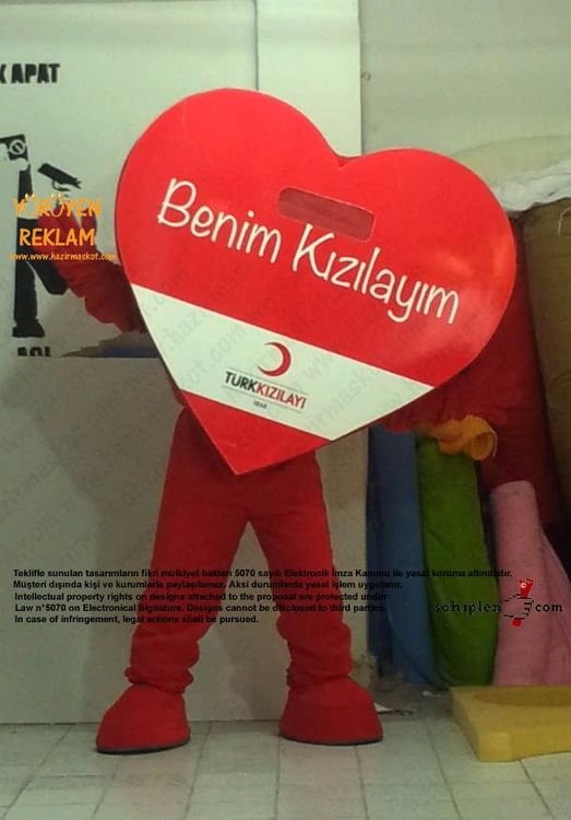 Kalp Maskot Kostümü / Kızılay maskot kostümü