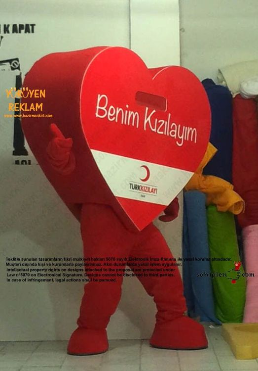 Kalp Maskot Kostümü / Kızılay maskot kostümü