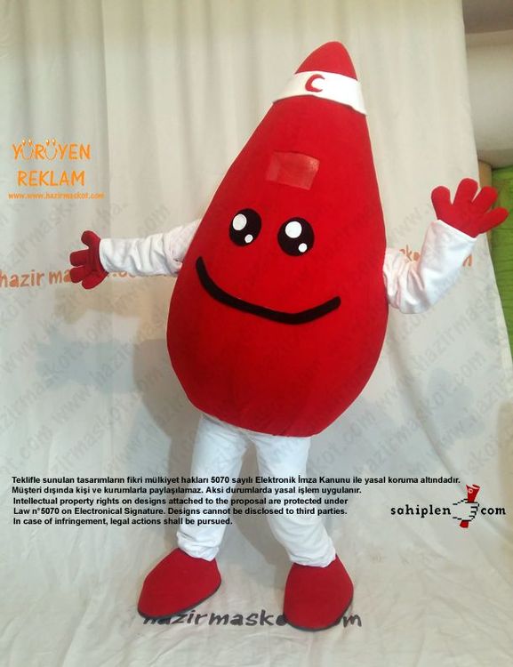 Damla Maskot kostümü / Kızılay Kan Bağışı maskot kostümü