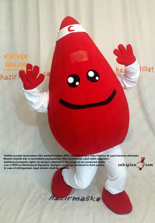 Damla Maskot kostümü / Kızılay Kan Bağışı maskot kostümü