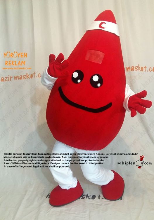 Damla Maskot kostümü / Kızılay Kan Bağışı maskot kostümü