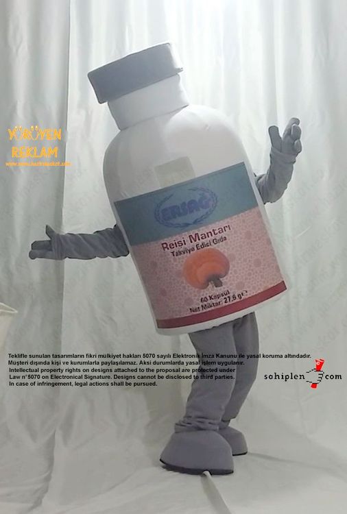 Ersağ Kozmetik Reishi Mantarı Şişe Maskot maskot kostümü
