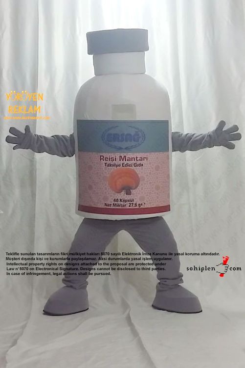 Ersağ Kozmetik Reishi Mantarı Şişe Maskot maskot kostümü