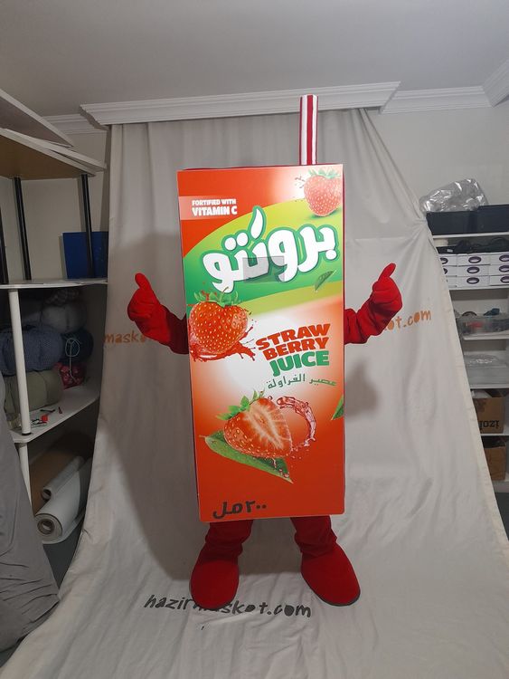 Bronto Meyve Suyu Maskot Kostümü / Çilek / Lebanon maskot kostümü