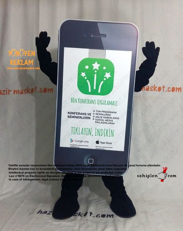 iPhone Maskot Kostümü / App Maskot / Oriflame maskot kostümü