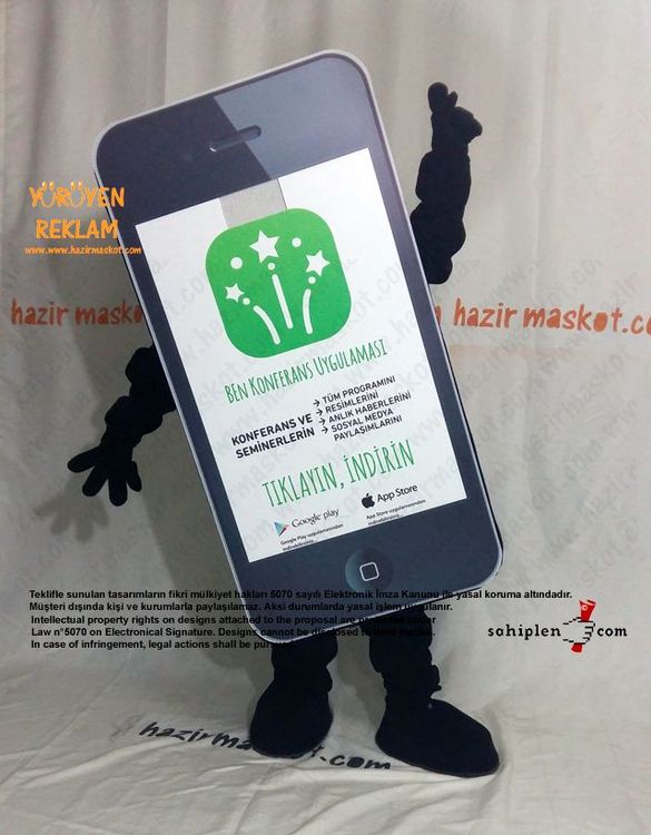 iPhone Maskot Kostümü / App Maskot / Oriflame maskot kostümü
