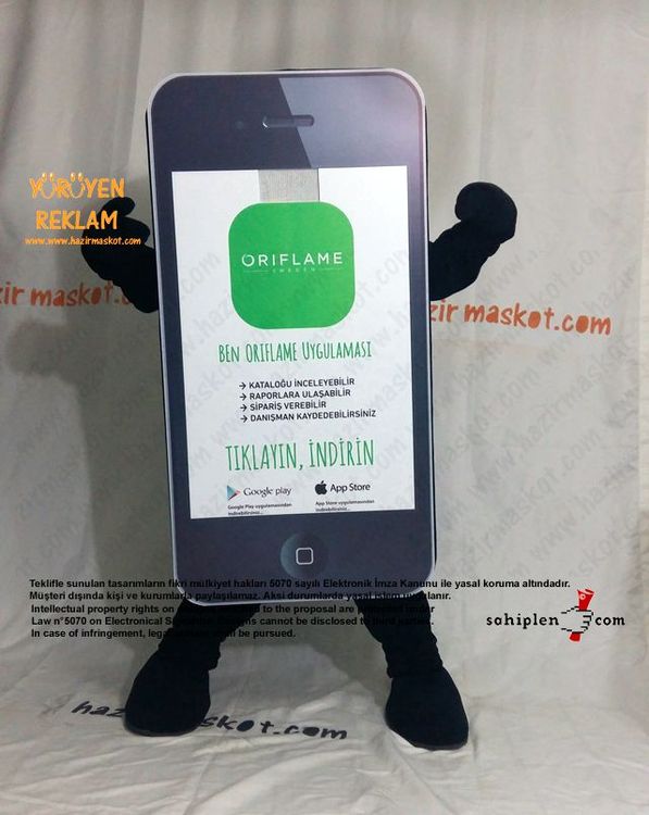 iPhone Maskot Kostümü / App Maskot / Oriflame maskot kostümü