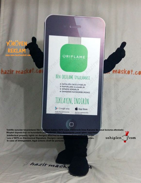 iPhone Maskot Kostümü / App Maskot / Oriflame maskot kostümü