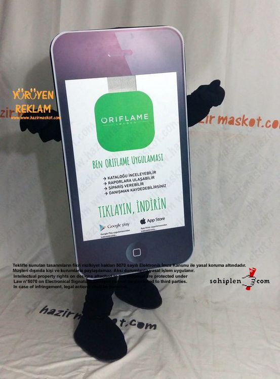 iPhone Maskot Kostümü / App Maskot / Oriflame maskot kostümü