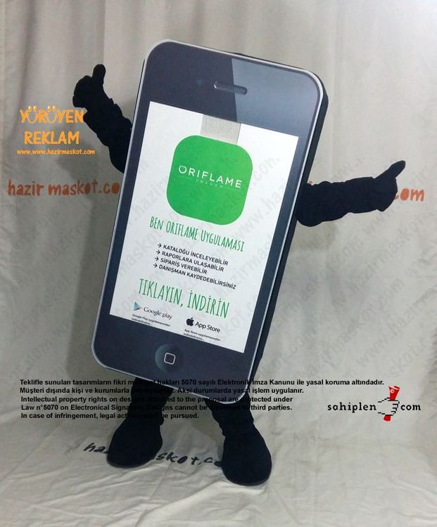 iPhone Maskot Kostümü / App Maskot / Oriflame maskot kostümü