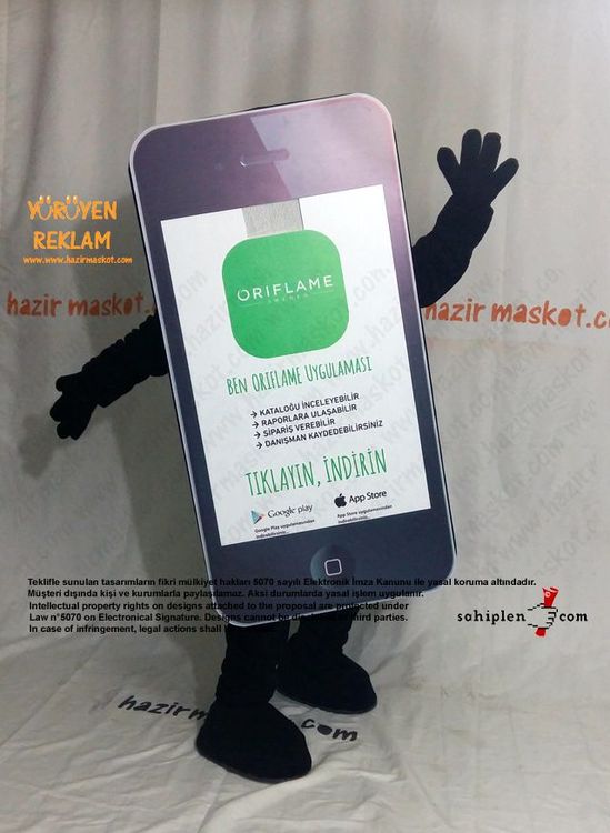 iPhone Maskot Kostümü / App Maskot / Oriflame maskot kostümü