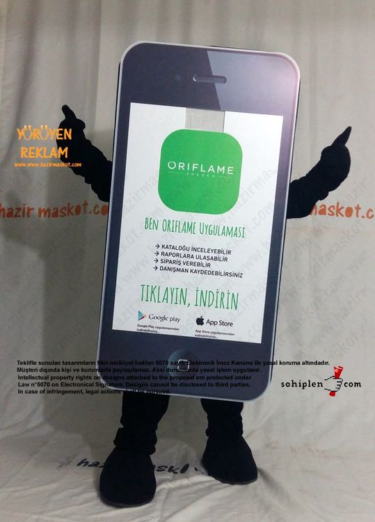 iPhone Maskot Kostümü / App Maskot / Oriflame maskot kostümü