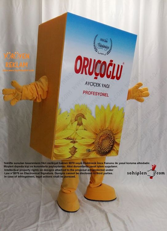 Yağ Tenekesi Maskot Kostümü / Oruçoğlu Gıda maskot kostümü
