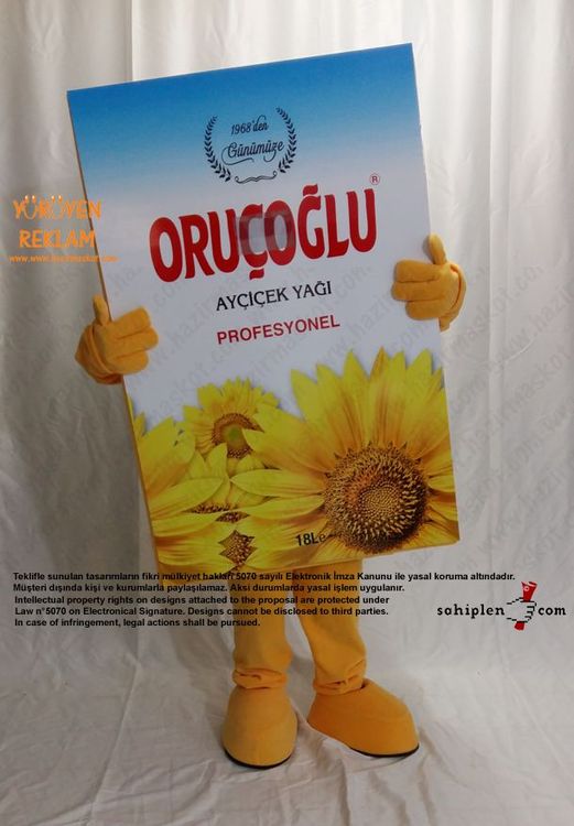 Yağ Tenekesi Maskot Kostümü / Oruçoğlu Gıda maskot kostümü
