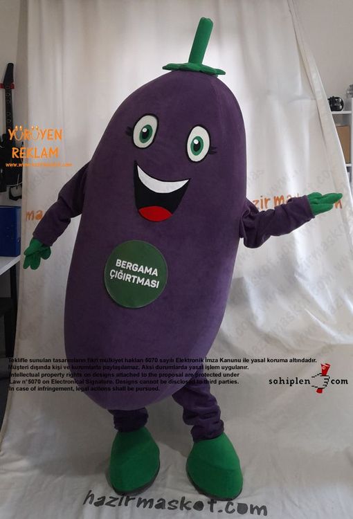 Patlıcan Maskot Kostümü / Bergama Sığırtmacı maskot kostümü