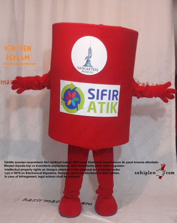 Salça Tenekesi Maskot Kostümü Geridönüşüm maskot kostümü