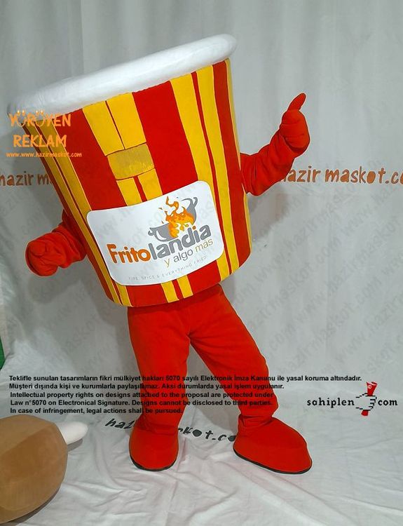 Tavuk Kovası Maskot Kostümü / Frito Landia USA maskot kostümü