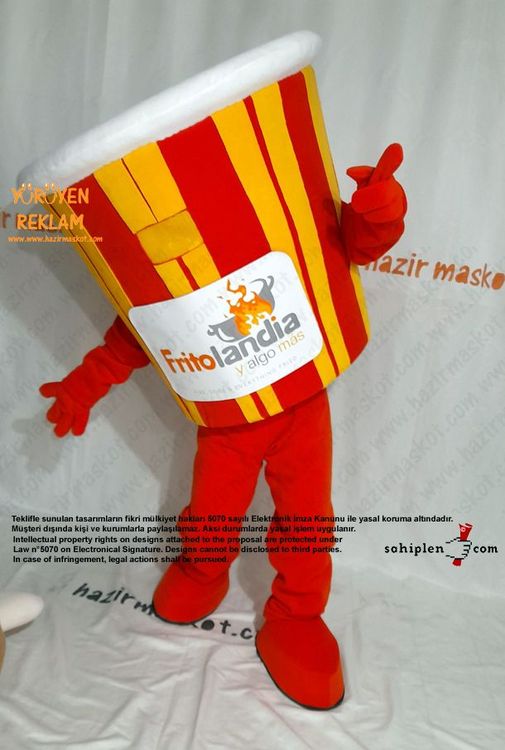 Tavuk Kovası Maskot Kostümü / Frito Landia USA maskot kostümü