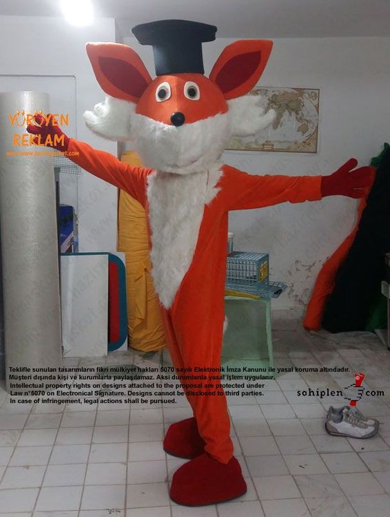 Tilki Maskot Kostümü / Uluslar Arası Kıbrıs Üniversitesi maskot kostümü