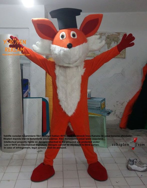 Tilki Maskot Kostümü / Uluslar Arası Kıbrıs Üniversitesi maskot kostümü