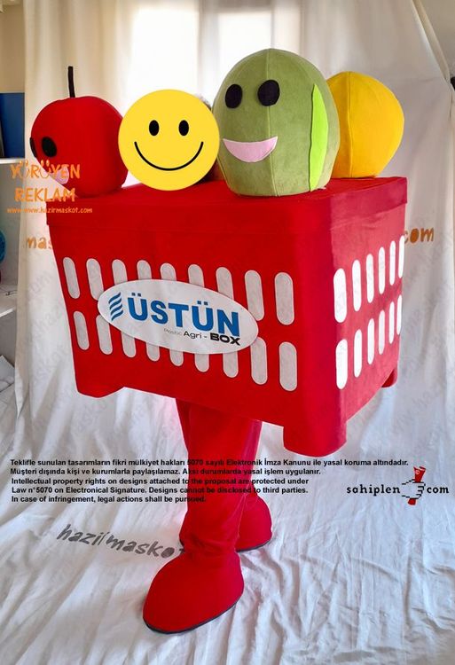 Üstün Big Box Meyve Kasası Maskot Kostümü maskot kostümü